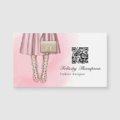 Roze QR-code met monogram voor modeontwerper (Voorkant)