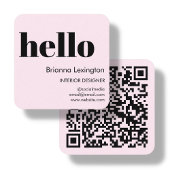 Roze | QR-code Social Media HALLO | Vierkante Visitekaartje