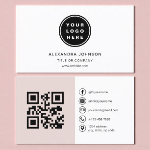 Roze QR-code social media Visitekaartje