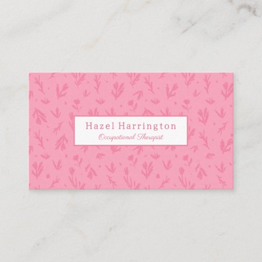 Roze QR Code Visitekaartjes Eenvoudige Bloemen (Voorkant)