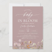Roze QR Code Wildflower Baby in Bloom Baby shower Kaart (Voorkant)