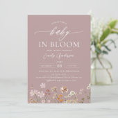 Roze QR Code Wildflower Baby in Bloom Baby shower Kaart (Staand voorkant)