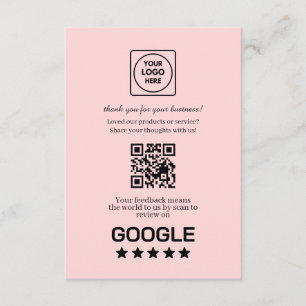 Roze QR Google Review & Beoordelingslink Informatiekaartje