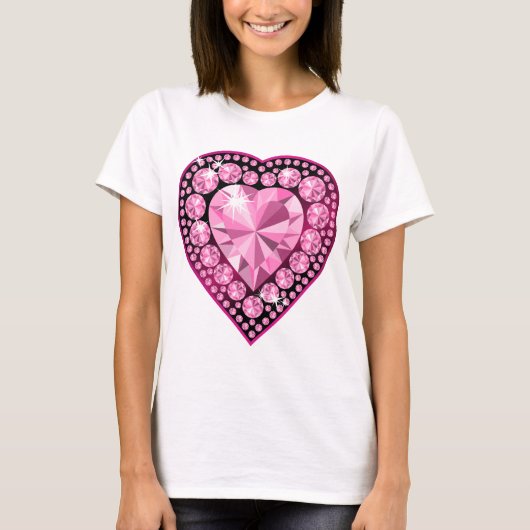 Roze Quartz Gem Heart T-shirt (Voorkant)