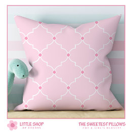 Roze Quatrefoil Lattice Patroon Babykamer Kussen