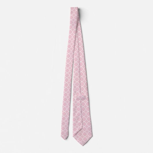 Roze Quatrefoil, Latticework, Marokkaanse Trellis Stropdas (Achterkant)