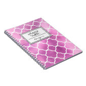 Roze Quatrefoil, Latticework, Trellis, Waterverven Notitieboek (Rechterzijde)