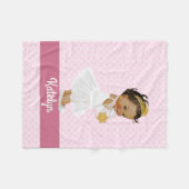 Roze Quatrefoil Pattern Ethnic Princess Nursery Fleece Deken (Voorkant (Horizontaal))