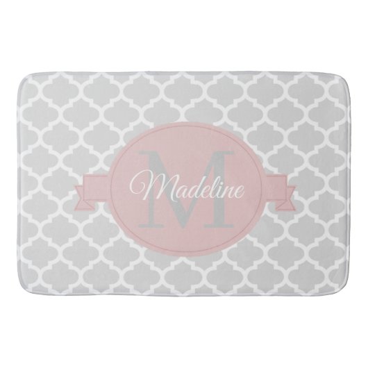 Roze Quatrefoil - Speciaal gepersonaliseerde Bath Badmat (Voorkant)