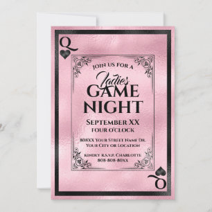Roze Queen of Hearts Dames Spelletjesavond Kaart