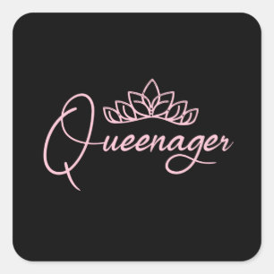 Roze Queenager koningin ager, dramatische koningin Vierkante Sticker
