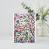 Roze Quetzalcoatl (abstract expressionisme) Briefkaart (Staand voorkant)