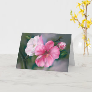 Roze Quince Flowers en Bud Pastel Thinking of You Kaart
