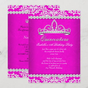 Roze Quinceanera 15e Verjaardagsfeest Tiara Kaart