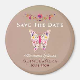 Roze Quinceañera Bewaar de Datum Magneet
