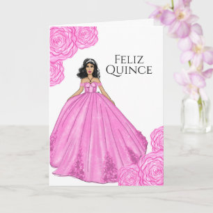 Roze Quinceanera Birthday Kaart