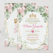 Roze Quinceañera Sage Groene Mexicaanse Vlinder Kaart (Voorkant / Achterkant)