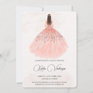 Roze Quinceañera uitnodiging