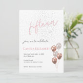 Roze Quinceañera uitnodiging (Staand voorkant)