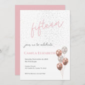 Roze Quinceañera uitnodiging (Voorkant / Achterkant)