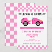 Roze Race Auto Verjaardag, Racing Car  Kaart (Voorkant / Achterkant)