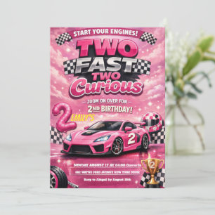 Roze raceauto Twee snel Twee nieuwsgierig 2e verja Kaart