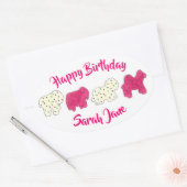 Roze rackers Koekjes Circus Birthday Party Ovale Sticker (Envelop)