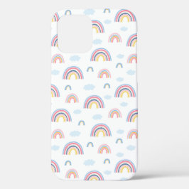 Roze Rainbows Clouds Boho Design iPhone 12 Hoesje