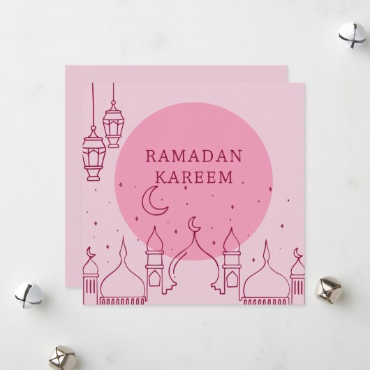 Roze ramadan Kareem Kaart (Voorkant / Achterkant in situ)