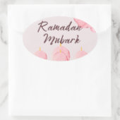 Roze ramadan ovale sticker (Tas)