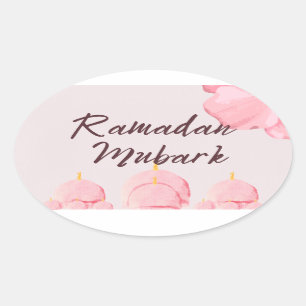 Roze ramadan ovale sticker