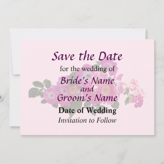 Roze Rambler Roos Bewaar de Datum Save The Date (Voorkant)