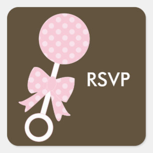 Roze rammelaar meisje Baby shower Vierkante Sticker