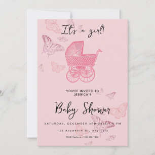 Roze ramposter voor baby-meisje kaart