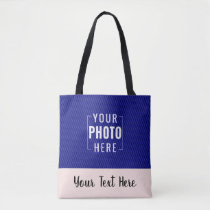Roze rand aangepaste foto en tekst draagtas