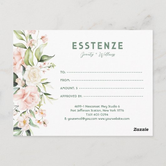 Roze rand Gift Certificate Briefkaart (Achterkant)