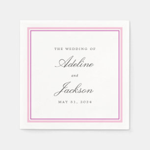 Roze rand klassieke traditionele bruiloft Napkins Servet