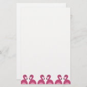 Roze rand van de Flamingos - Stationery Letterhead Briefpapier (Voorkant / Achterkant)