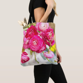 Roze Ranunculus Flowers Canvas tas