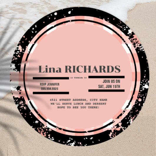 roze record verjaardagsuitnodiging save the date