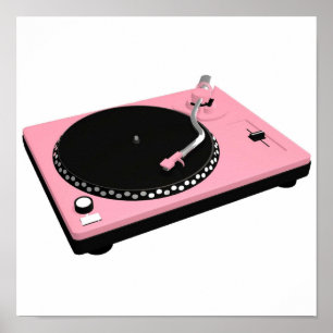 roze recordspeler poster