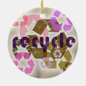 Roze Recyclen Symbool Logo Ornament (Achterkant)