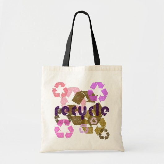 Roze Recyclen Symbool  stijl Canvas tas (Voorkant)