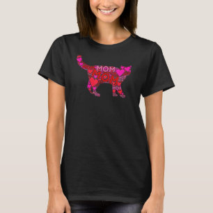 Roze Red Heart Love Mam Cute Pet Cat Mama Mama T-shirt