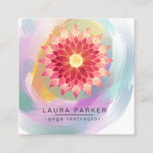 Roze Red Lotus Mandala Yoga Instructor Holistic Vierkante Visitekaartje