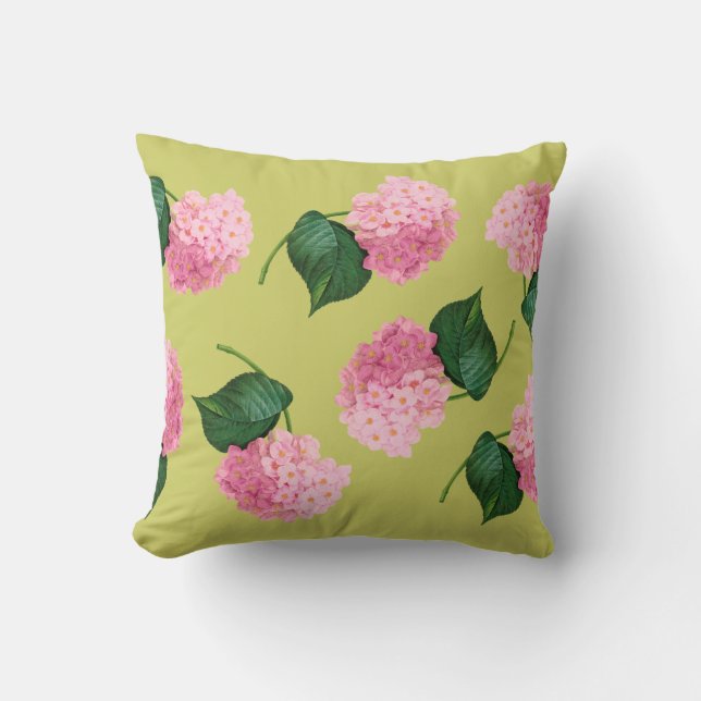 Roze Redoute Hydrangea Pillow Kussen (Voorkant)