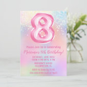 Roze Regenboog 8e Verjaardag Kaart (Staand voorkant)