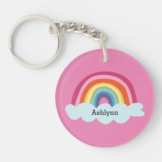 Roze Regenboog Acryl Sleutelhanger (Voorkant)