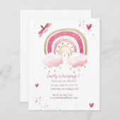 roze regenboog baby verjaardagsfeestje, aangepast kaart (Voorkant / Achterkant)
