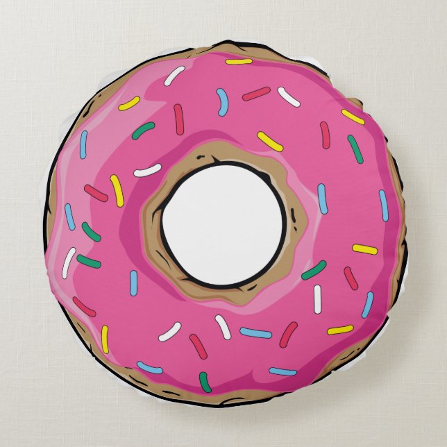 Roze regenboog Donut Rond Kussen (Achterkant)
